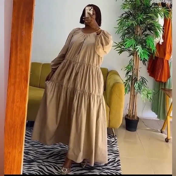 Blogger Favorite- Zara Long Sleeve Tiered Dress in Camel - Picture 4 of 10